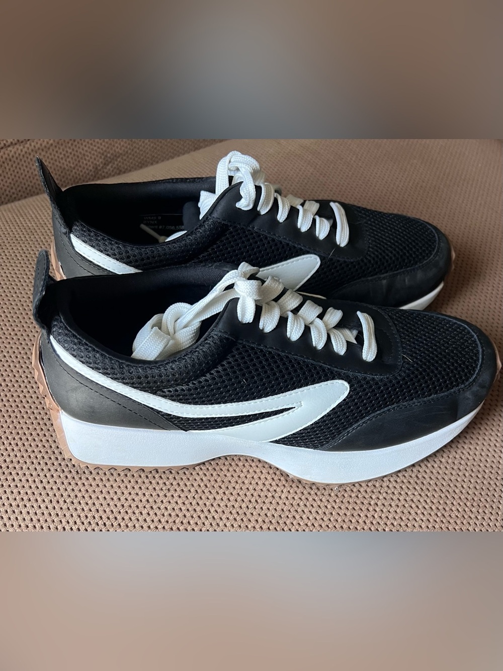 DV by Dolce Vita Black and White Mesh Platform Sneakers